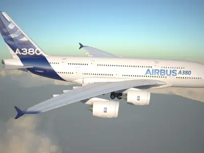 Airbus A380 with interior 3D model