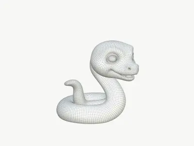 Realistic Cute 3D Snake Character 3D model