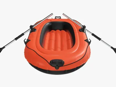 Boat inflatable 01 orange 3D model