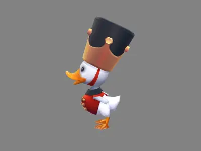 Cartoon duck guard Low-poly 3D model