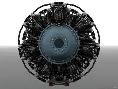 R-1830 Twin Wasp Aircraft Engine 3D model
