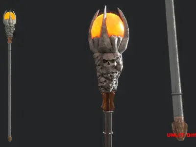 Fantasy Stylish- Staff of Soul Tourturing Low-poly 3D model