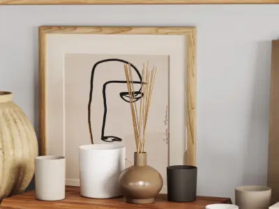 Decorative set shabby chic bookshelves 3D model