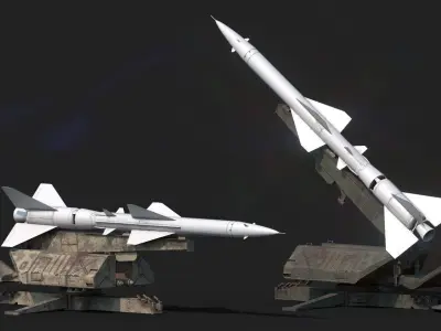 SA-75 Dvina SA-2 Guideline HQ-2 Surface To Air Missile Low-poly 3D model