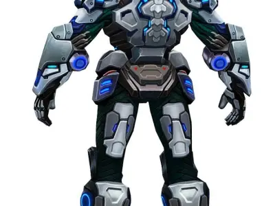 Low Poly Man Cyborg Trooper Soldier Low-poly 3D model