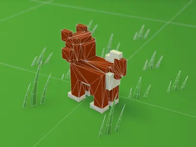 Voxel cartoon dog  game ready Low-poly 3D model