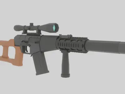 Low Poly VSS Vintorez Custom Free low-poly 3D model