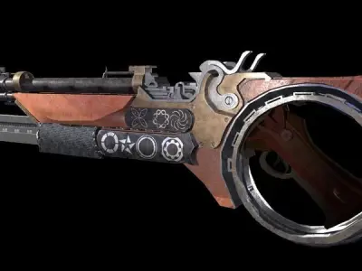 Gun With Sword Low-poly 3D model