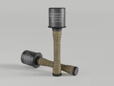 German Stick Grenade Stielhandgranate Low-poly 3D model