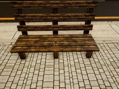 Bench Low Poly wooden Free 3D model