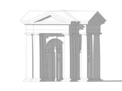 Tuscan order Arched portico in the mas with freestanding column Low-poly 3D model