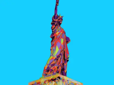 Low Polygon Pop Art Style Liberty Statue Monument Low-poly 3D model
