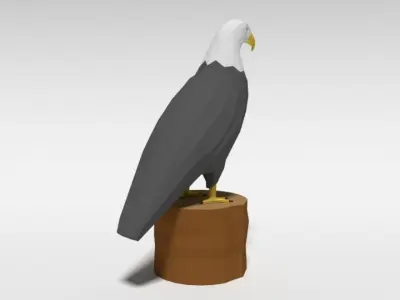 Low Poly Cartoon Bald Eagle Low-poly 3D model