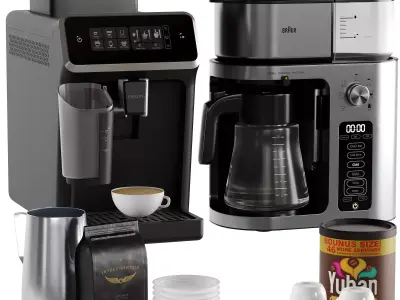 Coffee Makers Set 7 Low-poly 3D model