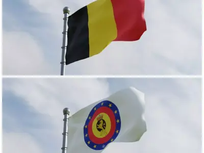 Animated Belguim Flags 3D model