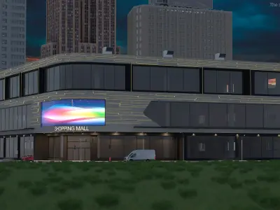 Commercial Shopping Center Night 3D model