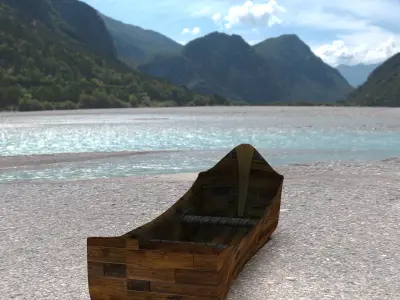 wood boat  Low-poly  3D model