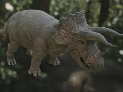 Triceratops- PBR-Rigged-includes stylized statue version 3D model