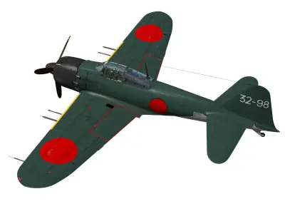 A6M5c Zero fighter Type 52 hei 3D model