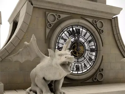 Old Clock Gothic Tower 3D model