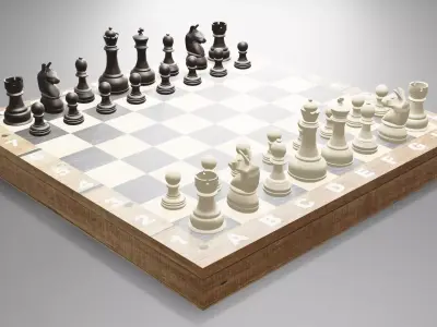 Tablero de Ajedrez con sus piezas 3D model