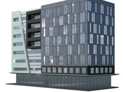 modern apartment building 02 3D model