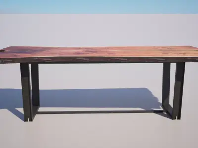 Rustic Live Edge Desk Table 5 Modern Organic Furniture 3D Model Low-poly 3D model