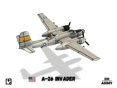 Douglas A-26 Invader - 3D printing files - 1-66 th scalemodel  3D print model