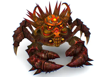 Red Giant Crab Shell Crayfish Arthropods Sea Animal Low-poly 3D model