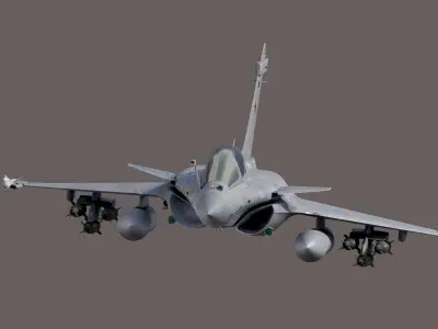 Dassault Rafale B - Fully Rigged - with high resolution Textures Low-poly 3D model