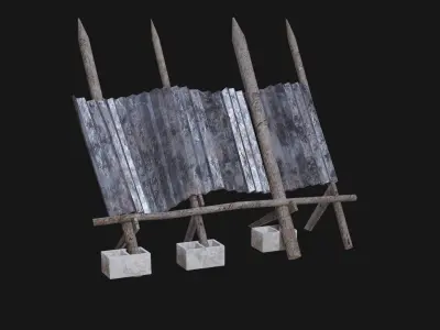 PALISADE POSTAPO WALL BARRIER FENCE FORT SURVIVAL ZOMBIE PACK Low-poly 3D model