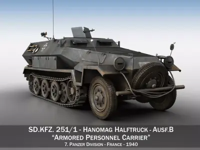 SD KFZ 251 1 - Ausf B - Halftruck - 7PD 3D model