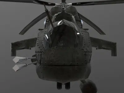 Mi-35 russian military helicopter - russian military helicopter Low-poly 3D model