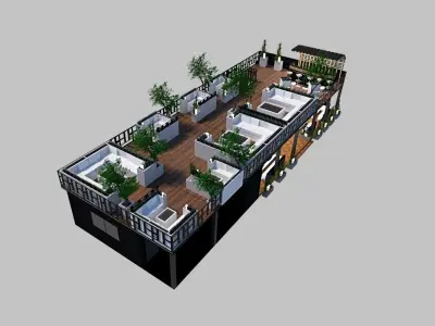 roof top terrace lounge bar Low-poly 3D model