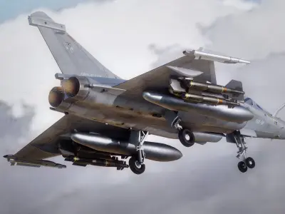 Dassault Rafale B - Rigged - High Resolution Cocpit Low-poly 3D model