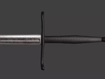 low poly Hand and a Half German Sword 1500 Low-poly 3D model
