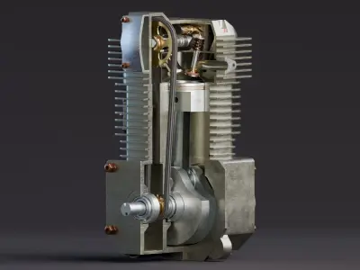 Realistic Engine - Internal Combustion Engine Low-poly 3D model