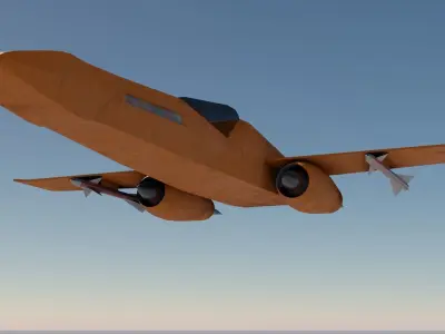 Spaceship 3D model Low-poly fighter jet Low-poly 3D model