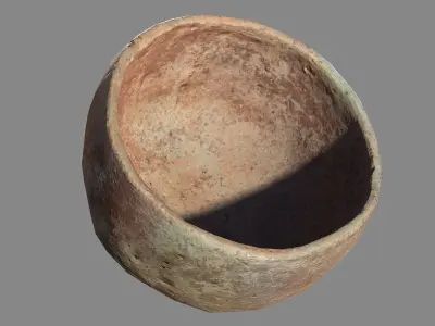 Ancient clay bowl Low-poly 3D model