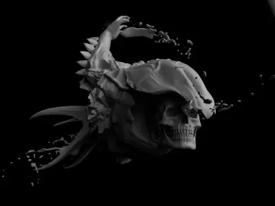 Surreal Zbrush Skull Human Hand Monster Free 3D model