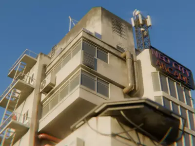 DYSTOPIAN SCI-FI building Low-poly 3D model
