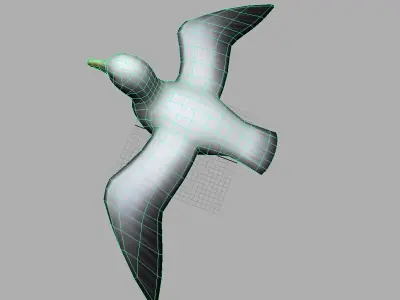 Seagull on sky Low-poly 3D model