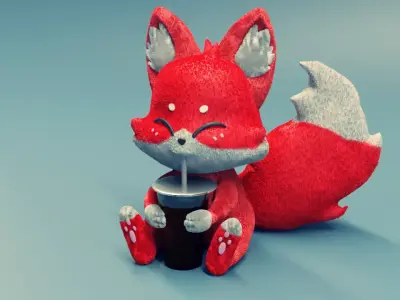 Stylized red fox Free 3D model