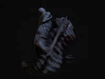 THe leach Horror monster Animated  Low-poly 3D model