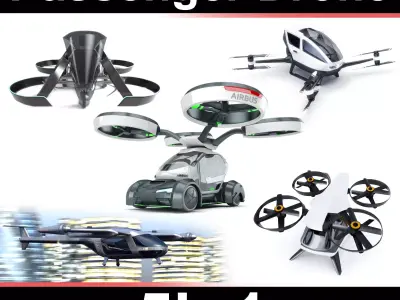 Passenger copter Set 5in1 3D model