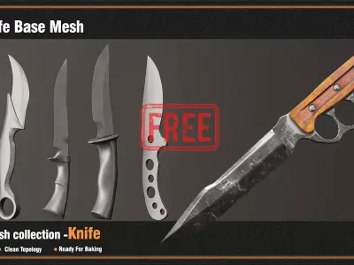 22 Knife Base Mesh- vol 4 - Game Ready Free low-poly 3D model