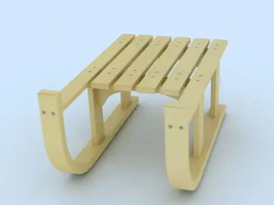 Sled 3d model wooden 3D model