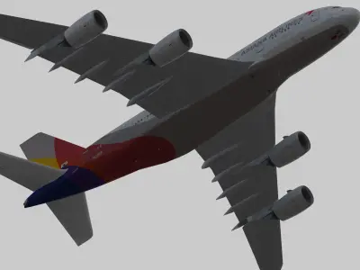 Airbus A380-8 Asiana airlines livery Low-poly 3D model