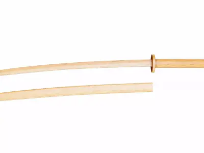 Bokken wooden samurai sword Low-poly 3D model