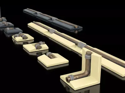 Interior Sci-fi Small Brass Tubes PBR 3D model
